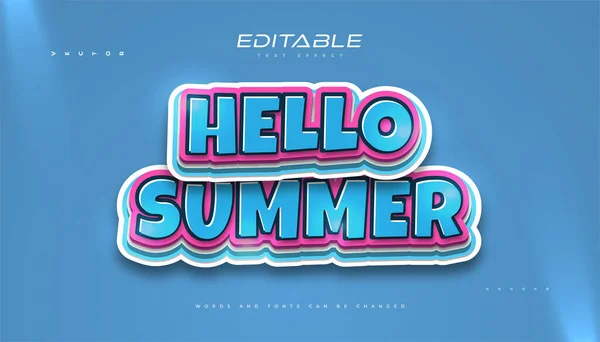 Hello Summer Text Barevném Kresleném Stylu Efektu — Stockový vektor