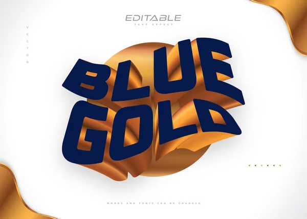 Bold Blue Gold Text Style Met Reliëf Golffect Bewerkbaar Effect — Stockvector