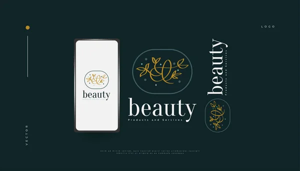 简约的花卉标志 适用于温泉 美容美发 美容美发或化妆品品牌 植物及树叶标志图解 — 图库矢量图片