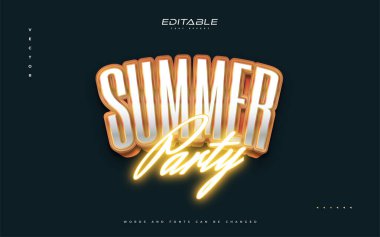 3D ve Neon Efektli Yaz Partisi Metni. Düzenlenebilir Metin Biçimi Efekti