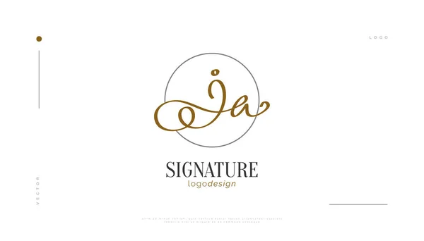 Initial Signature Logo Design Elegante Minimalistische Handschrift Stijl Initiële Logo — Stockvector