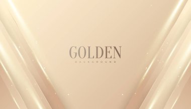 Parıltılı ve Işık Efektli Lüks Altın Arkaplan. Kağıt Kesiği Biçimli Zarif Krem Arkaplanı