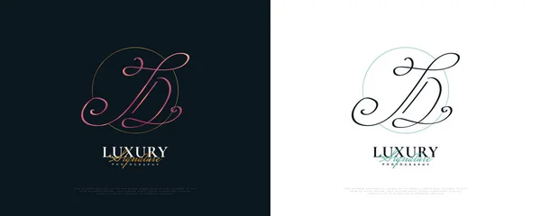 Design Logotipo Assinatura Inicial Com Estilo Elegante Minimalista Design Logo — Vetor de Stock