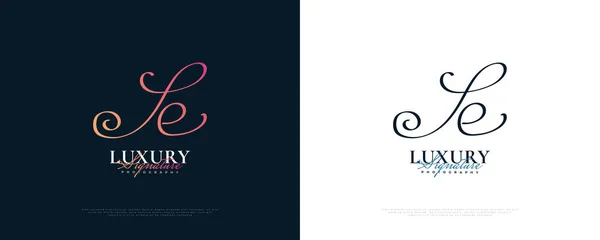 Assinatura Inicial Logo Design Com Elegante Minimalista Estilo Handwriting Inicial — Vetor de Stock