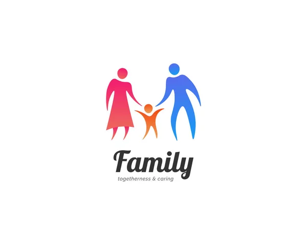 Logo Famiglia Colorato Genitori Felici Progettazione Logo Bambino — Vettoriale Stock