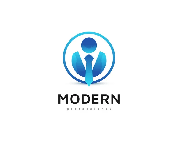 現代のビジネスマンのロゴデザイン プロフィールまたはアバターの男性ロゴまたはアイコン — ストックベクタ