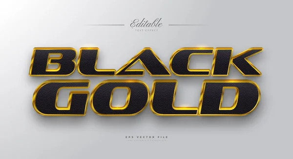 Elegante Zwart Gouden Tekststijl Met Textuur Effect — Stockvector