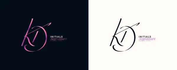 Initial Signature Logo Design Elegant Minimalist Handwriting Style Initial Logo — Vetor de Stock