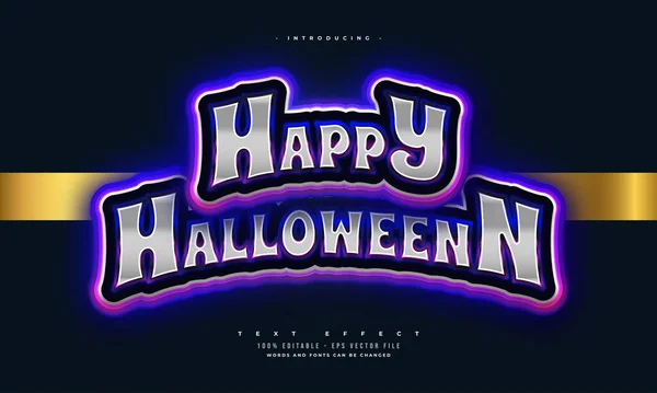 Happy Halloween Text Style Colorful Glowing Neon Effect Editable Spooky — 스톡 벡터