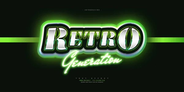 Retro Text Style Glowing Green Neon Effect — ストックベクタ