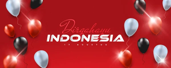 Szczęśliwego Dnia Niepodległości Indonezji Tło Dnia Niepodległości Indonezji Balonami Nadaje — Wektor stockowy
