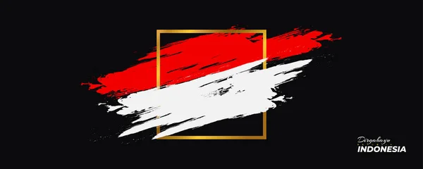 Happy Indonesia Independence Day Indonesian Red White Flag Background Brush — стоковый вектор