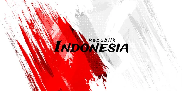 Flaga Indonezji Koncepcją Szczotki Szczęśliwego Indonezyjskiego Dnia Niepodległości Flaga Indonezji — Wektor stockowy