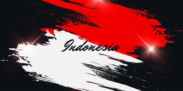 Indonesia Flag Brush Concept Happy Indonesian Independence Day Flag Indonesia — Vetor de Stock