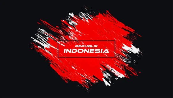 Bendera Indonesia Dengan Konsep Brush Selamat Hari Kemerdekaan Indonesia Bendera - Stok Vektor