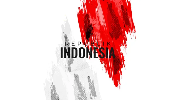 Indonesia Flag Brush Concept Happy Indonesian Independence Day Flag Indonesia — стоковый вектор