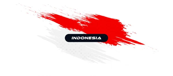 Indonézia Zászló Ecset Koncepció Boldog Indonéz Függetlenség Napját Térkép Indonesia — Stock Vector