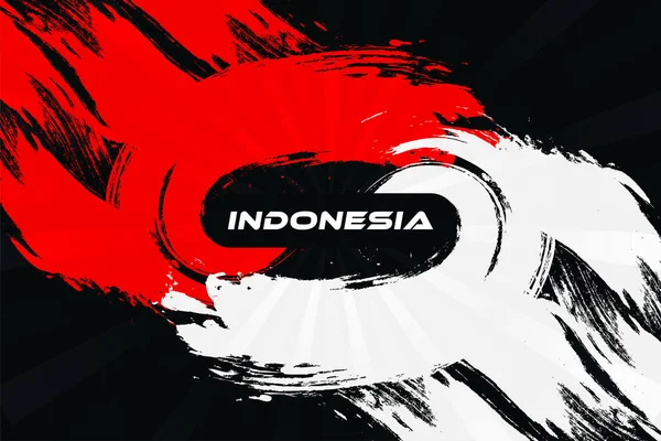 Flaga Indonezji Koncepcją Szczotki Szczęśliwego Indonezyjskiego Dnia Niepodległości Flaga Indonezji — Wektor stockowy