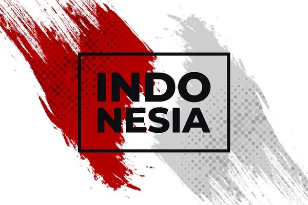 Bendera Indonesia Dengan Konsep Brush Selamat Hari Kemerdekaan Indonesia Bendera - Stok Vektor