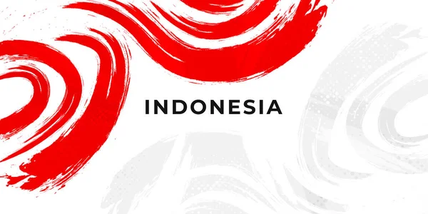 Bendera Indonesia Dengan Konsep Brush Selamat Hari Kemerdekaan Indonesia Bendera - Stok Vektor