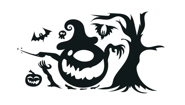 Halloween Silhouette Collection Halloween Icon Character Vector Illustration Isolated White — Stockvektor