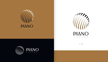 Abstract Piano Logo with Sphere Concept. Piano Pictogram Logo or Icon. Suitable for Music Brand and Store Logos