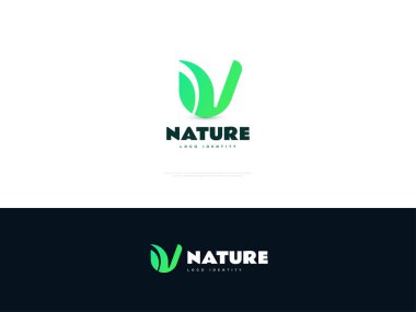 Letter U with Nature Leaf Logo Design. Initial U Logo or Icon with Nature Concept in Green Gradient. Vector Illustration