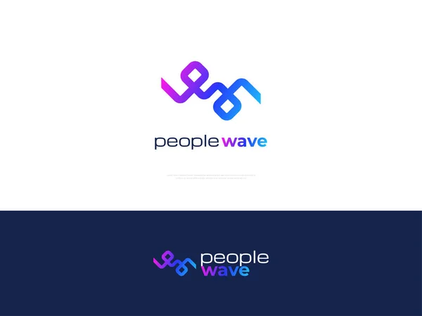 Colorful People Logo Wave Style People Beat Logo Icon Suitable — 图库矢量图片