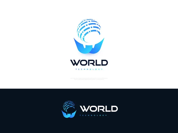 Modern Letter Logo Design Global Icon Technology Concept Letter Blue — 图库矢量图片