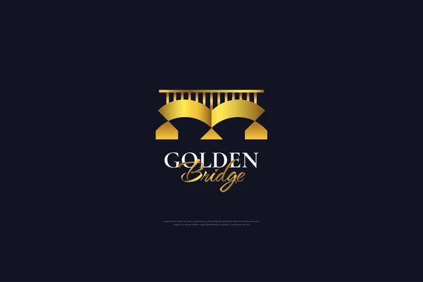 Luxury Golden Bridge Logo Bridge Architecture Logo Icon — Stockvector