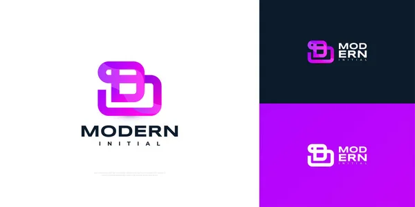 Monogram Logo Design Modern Gradient Style Initial Logo Purple Gradient — Stok Vektör