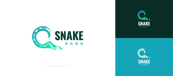 Snake Logo Shaped Roller Coaster Snake Park Logo Snake Playground — Vettoriale Stock