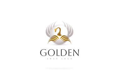 Golden Swan Logo Design. Luxury Gold Swan Logo Illustration, Great for Spa, Fashion, Beauty, Cosmetic, Salon or Jewelry Business Brand Logo