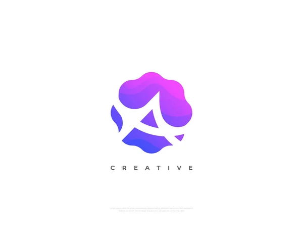 Abstract Letter Logo Design Negative Space Concept Purple Gradient Style — Stock Vector