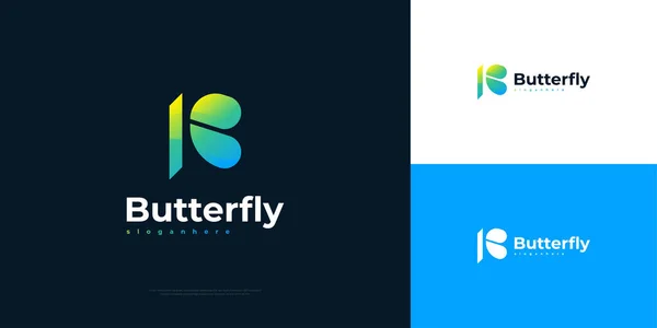 Letter Logo Butterfly Wings Abstract Logo Colorful Butterfly Concept —  Vetores de Stock