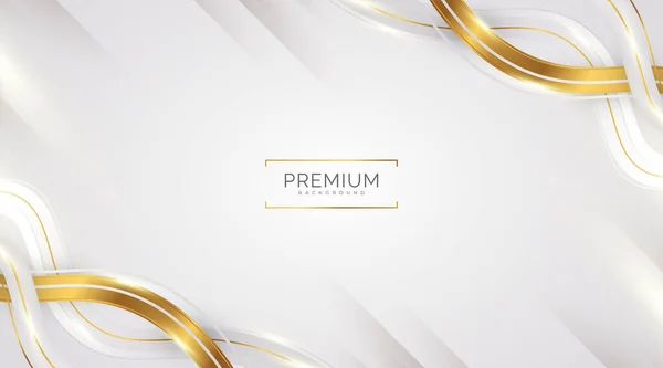 Luxury White and Gold Background with Golden Lines and Paper Cut Style. Premium Gray and Gold Background for Award, Nomination, Ceremony, Formal Invitation or Certificate Design