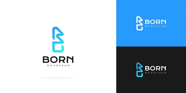 Mavi Gradyan Soyut Harfler Logosu Monogram Teknoloji Logosu Tasarımı — Stok Vektör