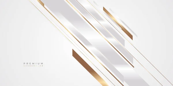 Luxusní Bílé Zlaté Pozadí Zlatými Liniemi Styl Střihu Papíru Premium — Stockový vektor