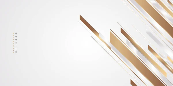 Luxusní Bílé Zlaté Pozadí Zlatými Liniemi Styl Střihu Papíru Premium — Stockový vektor