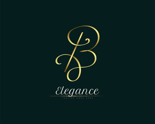 Luxury Gold Letter Signature Logo Elegant Minimalist Letter Logo Handwriting — Stock Vector