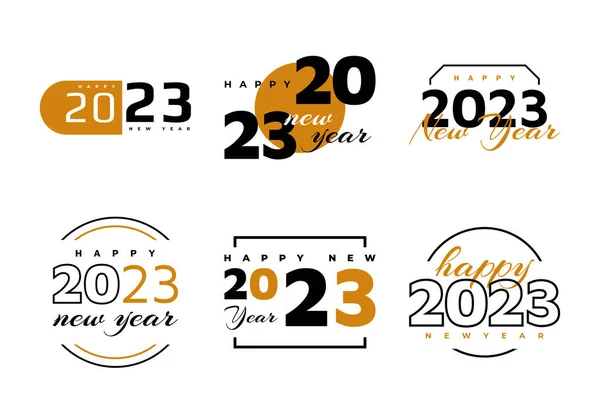 Set Van 2023 Happy New Year Logo Text Design 2023 — Stockvector