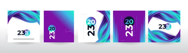 創造的かつカラフルな2023ハッピー新年ポスターセット カード バナー ポスター フライヤー カバー ソーシャルメディアの投稿テンプレートに適しています — ストックベクタ