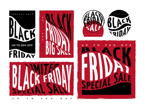 Set Black Friday Sale Banner Poster Advertising Promotion Banner Design — Stock Vector