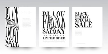 Yaratıcı Kara Cuma Sancağı ya da Poster Seti. Kara Cuma Kampanyası için Poster, Flyer, Broşür veya Sosyal Medya Şablonu Tasarımı