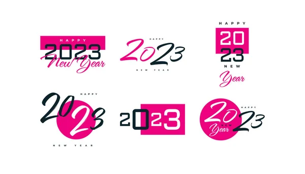 Set Van 2023 Happy New Year Logo Text Design 2023 — Stockvector
