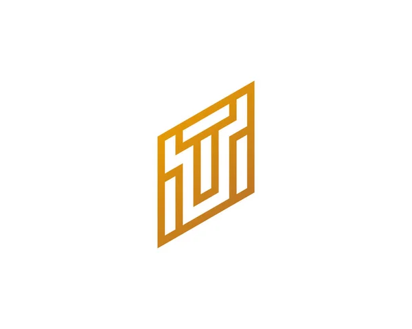 Logo Astratto Lettera Design Con Stile Linea Minimale Gradiente Oro — Vettoriale Stock