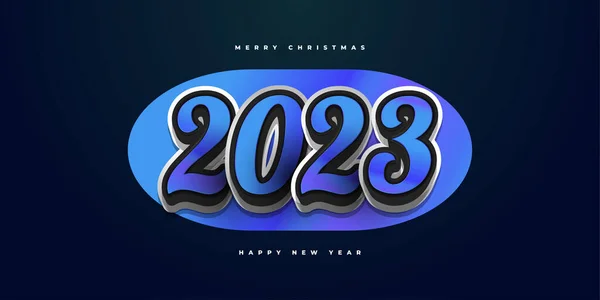 Feliz Ano Novo 2023 Banner Design Com Números Estilo Dos —  Vetores de Stock