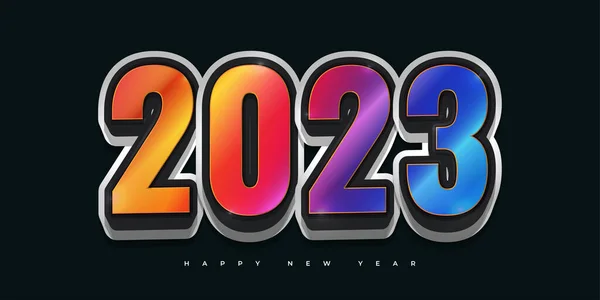 Feliz Ano Novo 2023 Banner Design Com Números Coloridos Para —  Vetores de Stock
