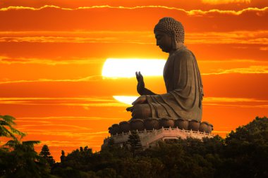 Buddha at sunset clipart