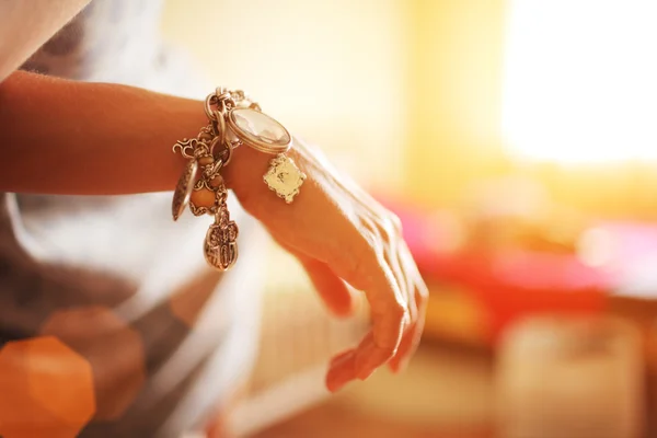 Jewelry on hand — Stock Photo, Image